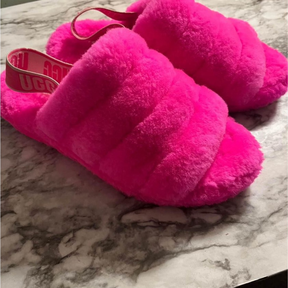 Hot pink Fuzzy UGG slippers